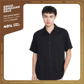Erigo Short Shirt Jazlyn Black Kemeja Lengan Pendek Rayon Unisex
