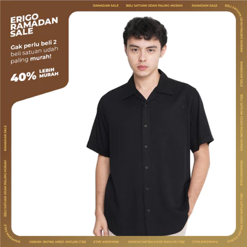 Erigo Short Shirt Jazlyn Black Kemeja Lengan Pendek Rayon Unisex