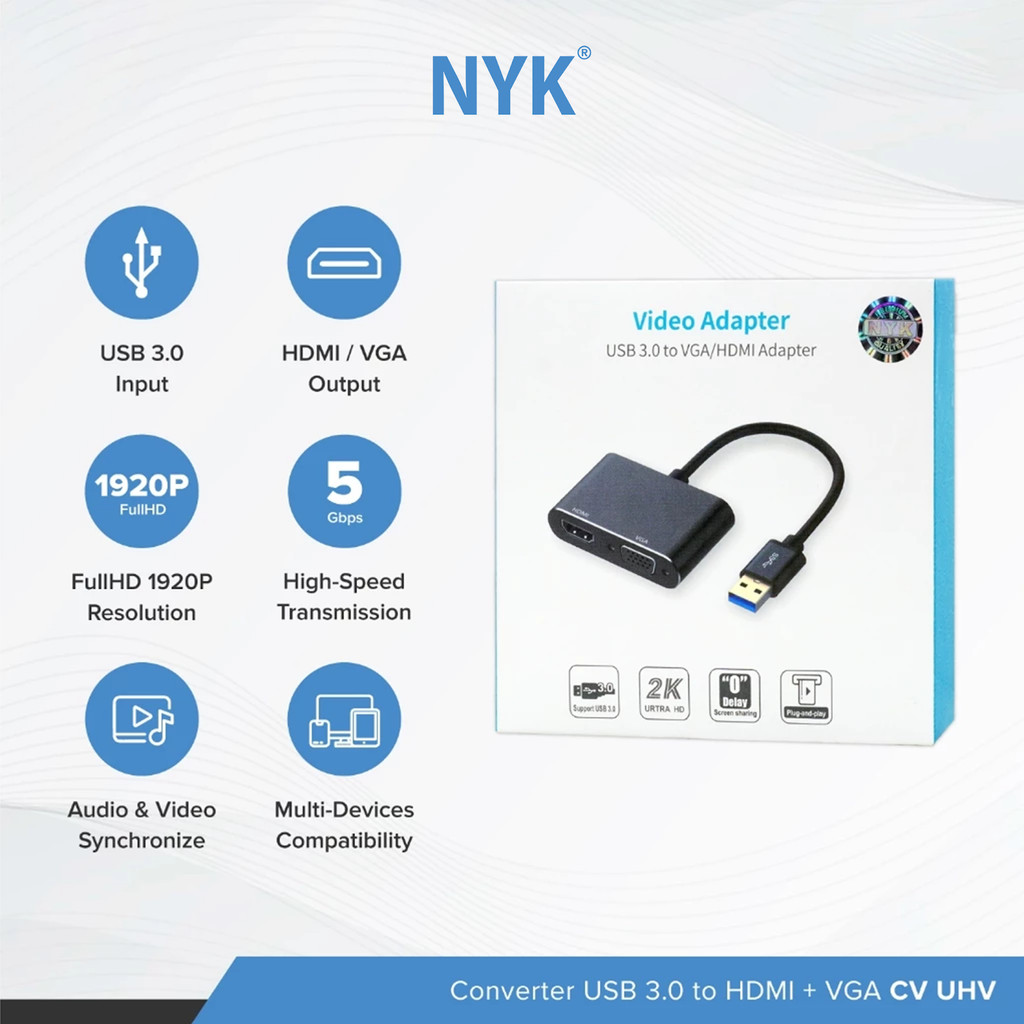 NYK Converter USB HUB 3.0 TO VGA HDMl 2 in 1 Super Speed COD HUB bergaransi Docking Station Data transfer Mobile phone macbook android iphone ipad tab (2)