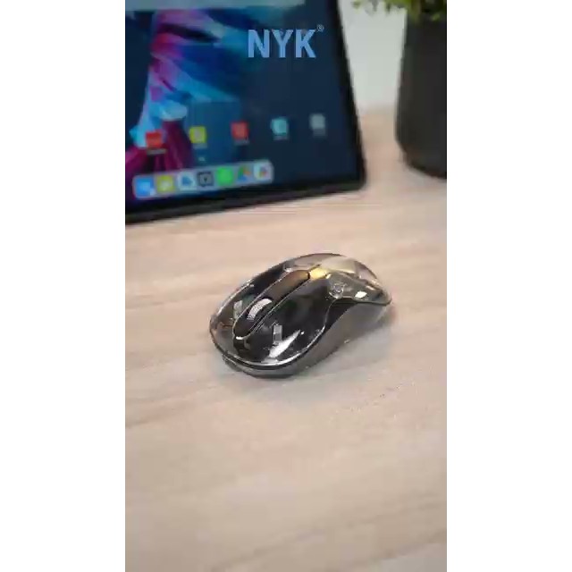 NYK Mouse C85 Dual Mode Rechargeable Wireless Silent Optical Transparan Biru COD (7)