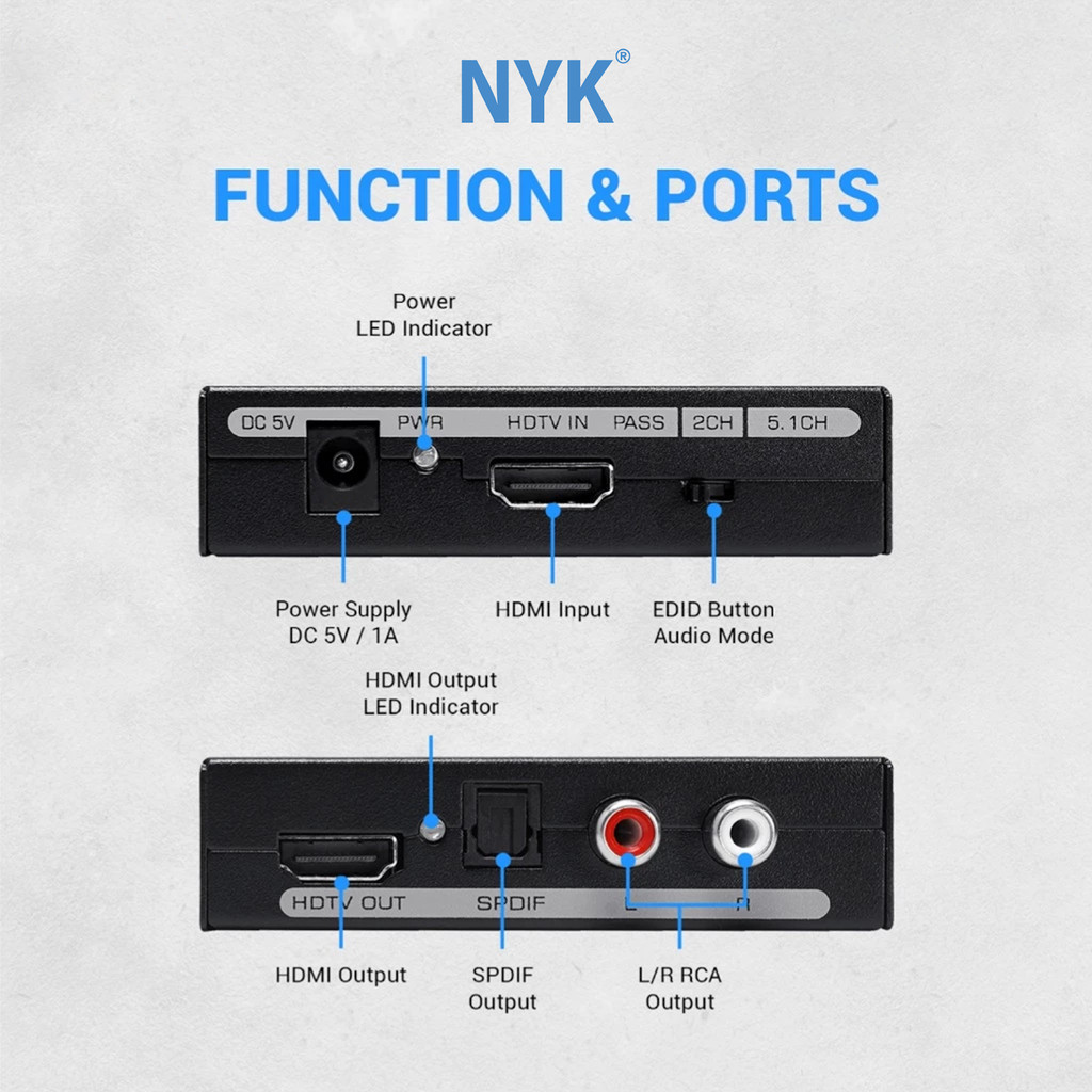 NYK Converter BOX HDMI to HDMI Audio extractor Digital Analog COD (3)