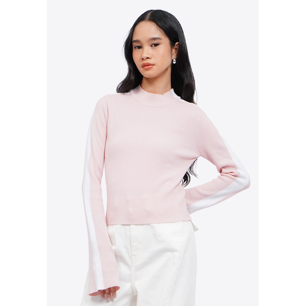 Jual COLORBOX Two Tone Long Sleeve Knit Top Multicolor | Shopee Indonesia