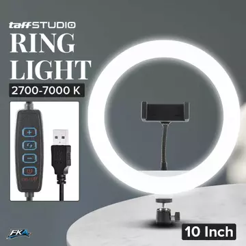 TaffSTUDIO Lampu Ring Light LED 3in1 Color Phone Holder 25.4cm 10W QX 260