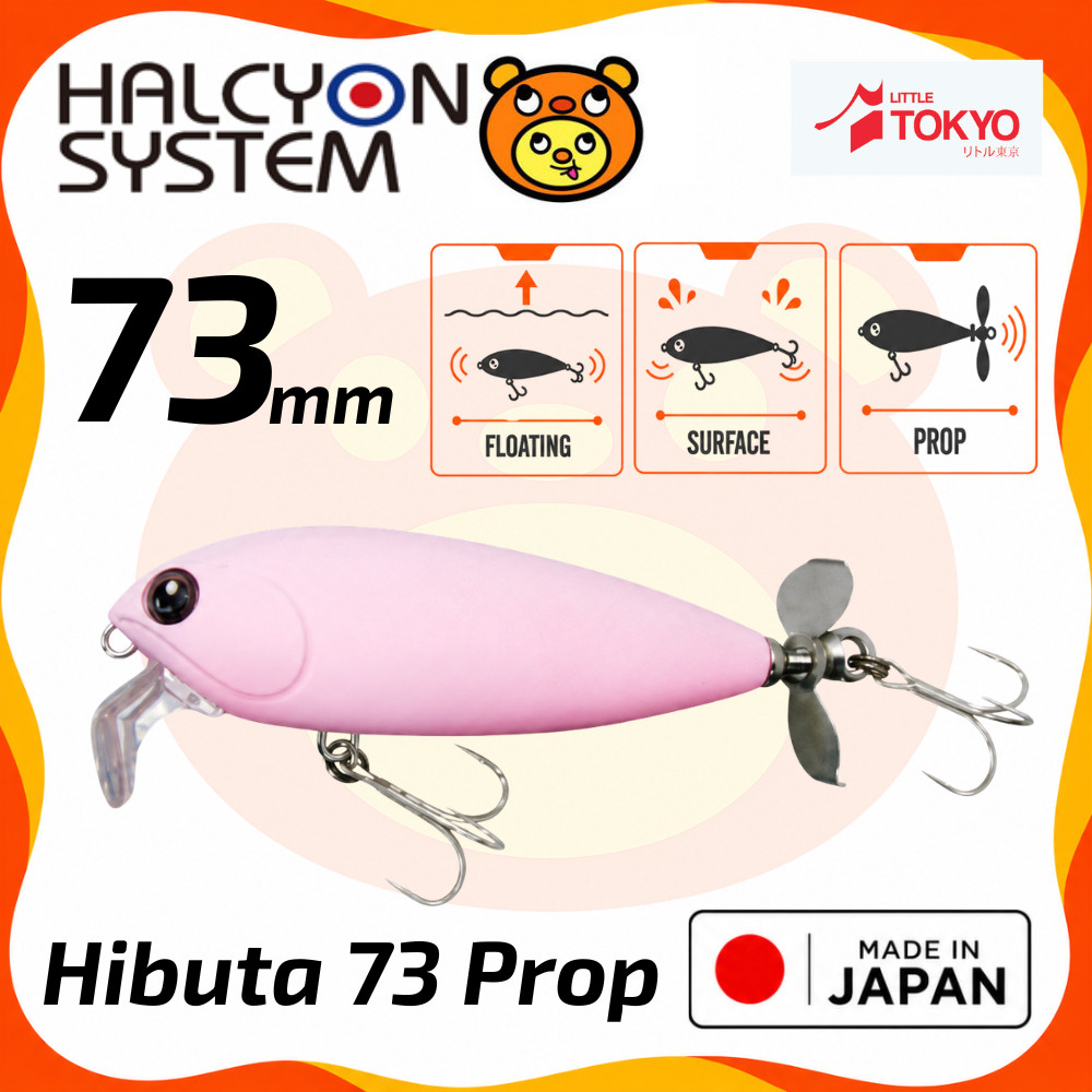 HALCYON System Hibuta 73 Prop 73mm 12g Floating Propbait Topwater Umpan Pancing Lure Casting Kakap Hitam Original Japan