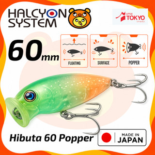 HALCYON System Hibuta 60 Popper 60mm 8.5g Floating Popper Topwater Umpan Pancing Lure Casting Kakap Hitam Original Japan