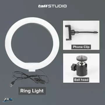 TaffSTUDIO Lampu Ring Light LED 3in1 Color Phone Holder 25.4cm 10W QX 260