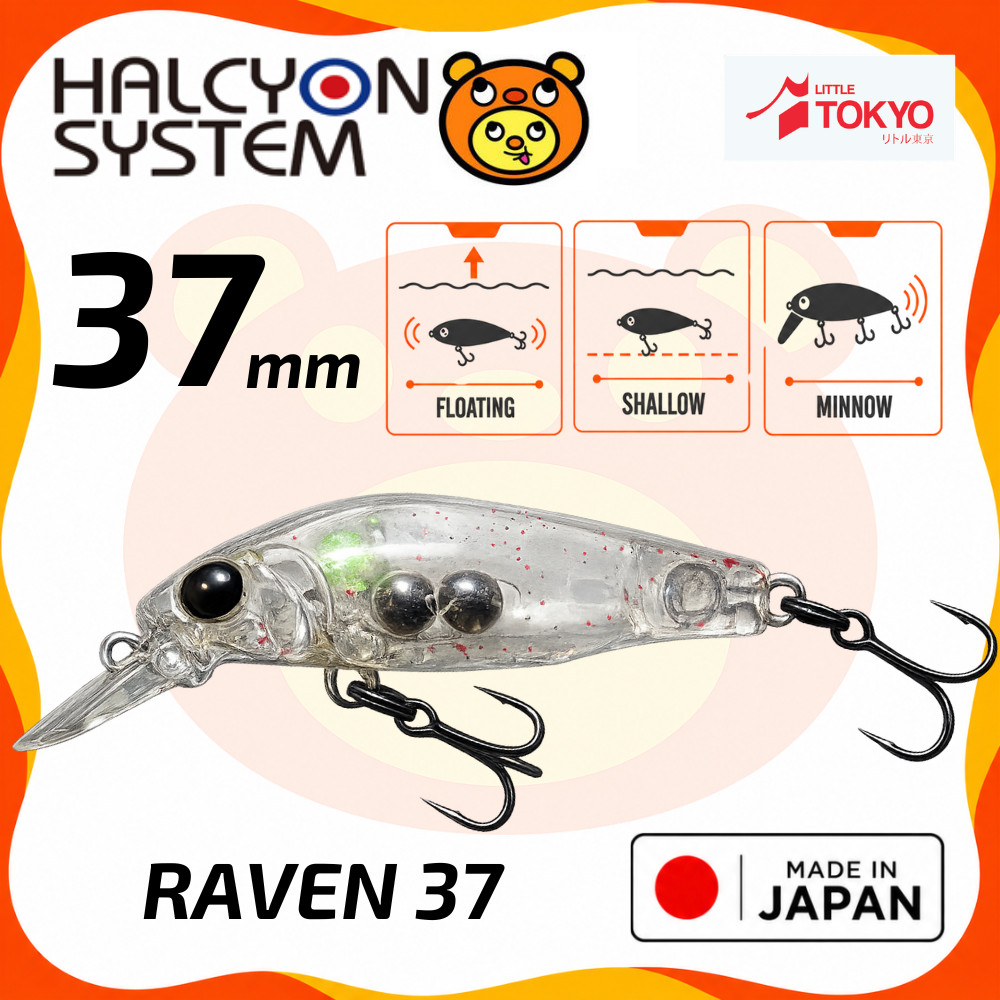 HALCYON System RAVEN 37F 37mm Floating Minnow Umpan Pancing Lure Casting Light Game Rockfish Mebaru Original Japan
