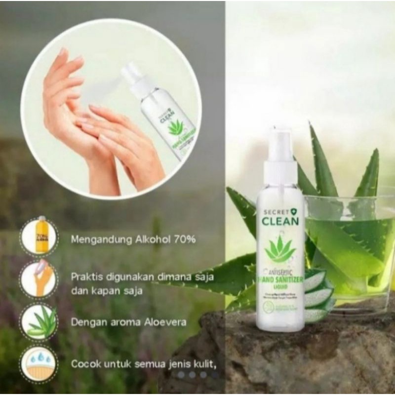 Jual Secret Clean Antiseptic Hand Sanitizer Spray Aloe Vera 100ml 