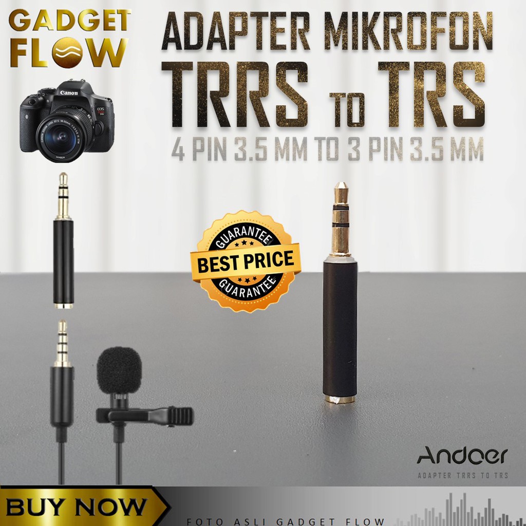 Jual Adapter TRRS to TRS 4 Pin to 3 Pin 3.5mm Converter Mic Camera DSLR Shopee Indonesia