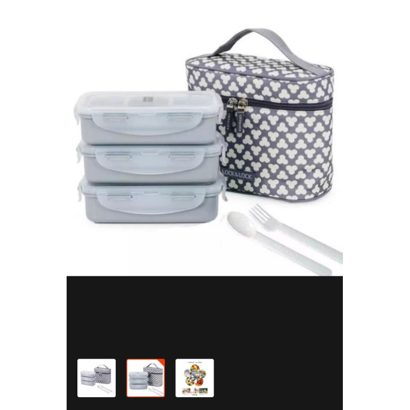 Jual Lock&Lock Lunch Box Set 3 Clover Bag Dark Grey | Shopee Indonesia