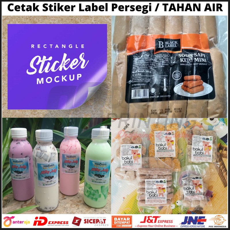 Jual Stiker Label Vinyl Persegi Tahan Air Sticker Label Kemasan Makanan Stiker Botol Minuman 8334