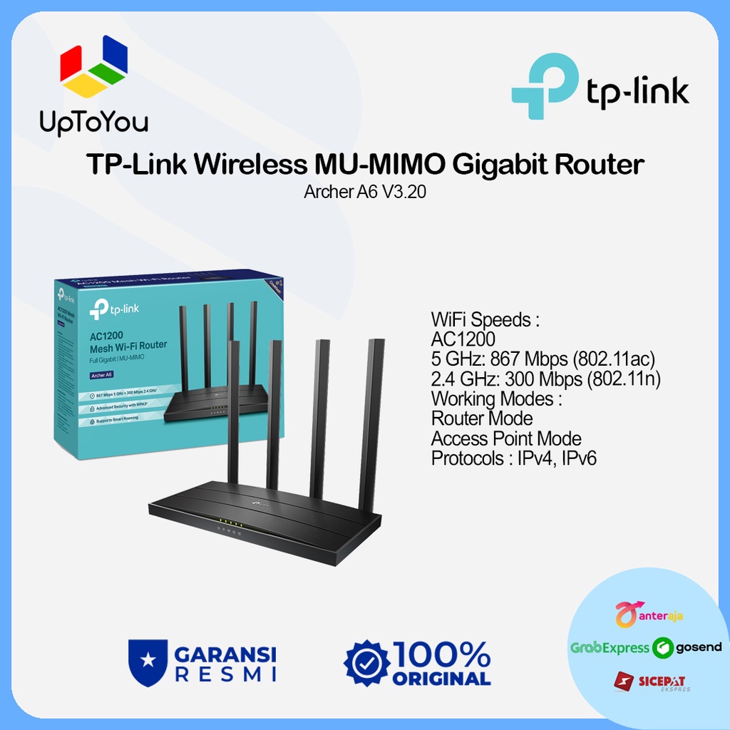 Router TP-LINK Archer A6 AC1200 - MU-MIMO, Gigabit, Nuovo Sigillato