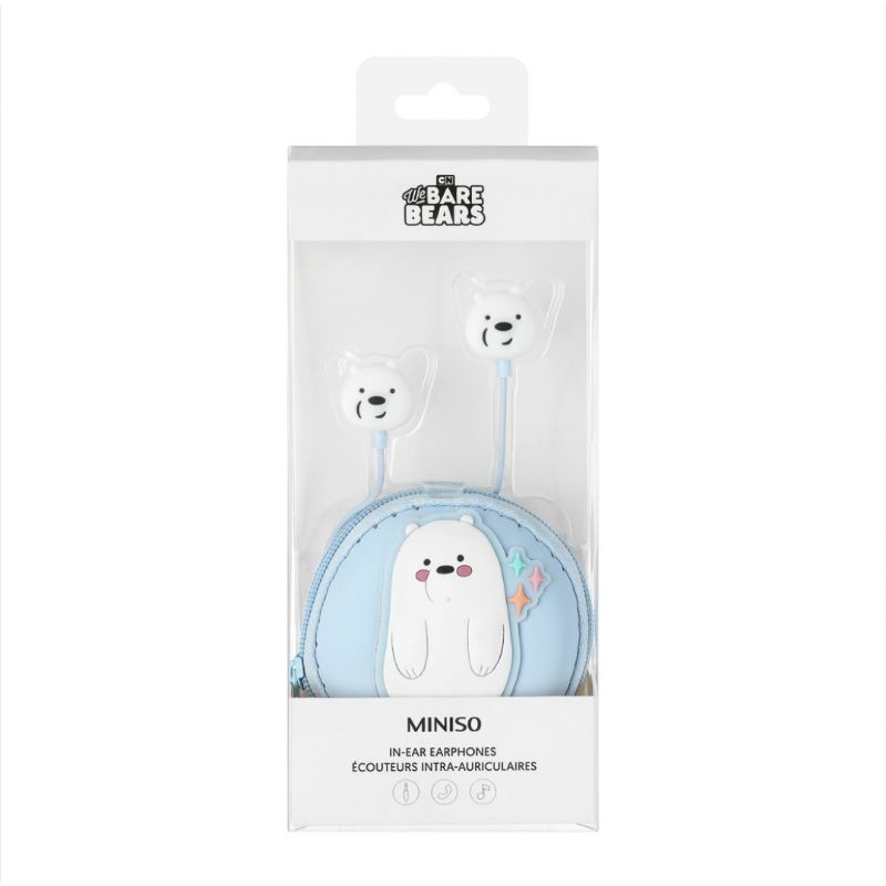 MINISO X WE BARE BEARS! WBB EARPHONES with case earphone tom  jerry toy story miniso Ready surabaya