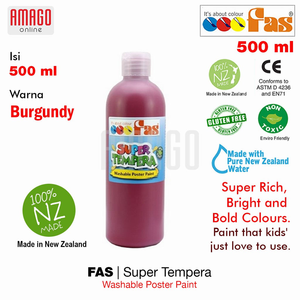 Jual Cat Poster Lukis FAS Super Tempera Washable Poster Paint 500 ml