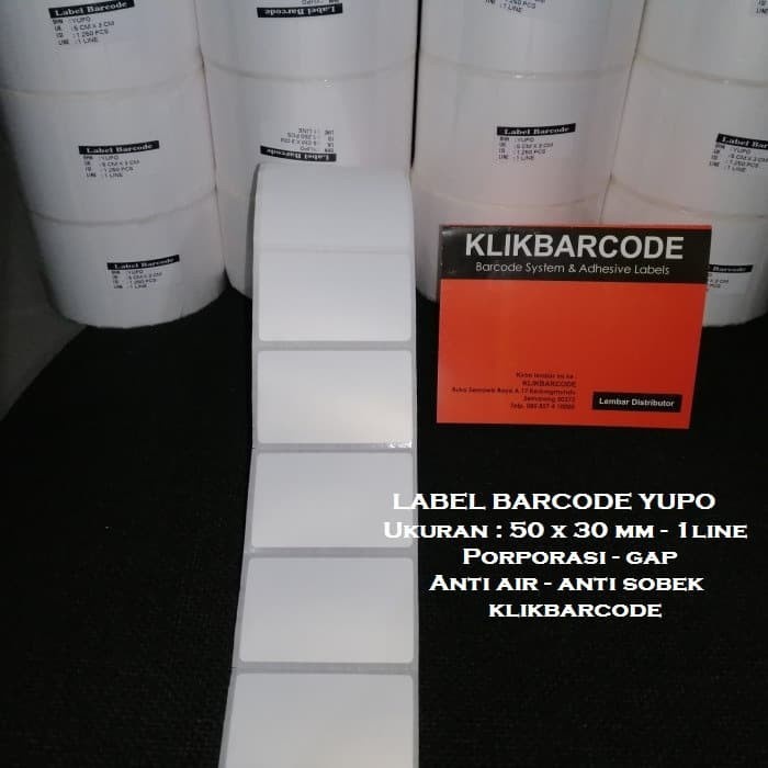 Jual LABEL BARCODE YUPO/VINYL - 5 X 3 CM - ANTI SOBEK - ANTI AIR ...