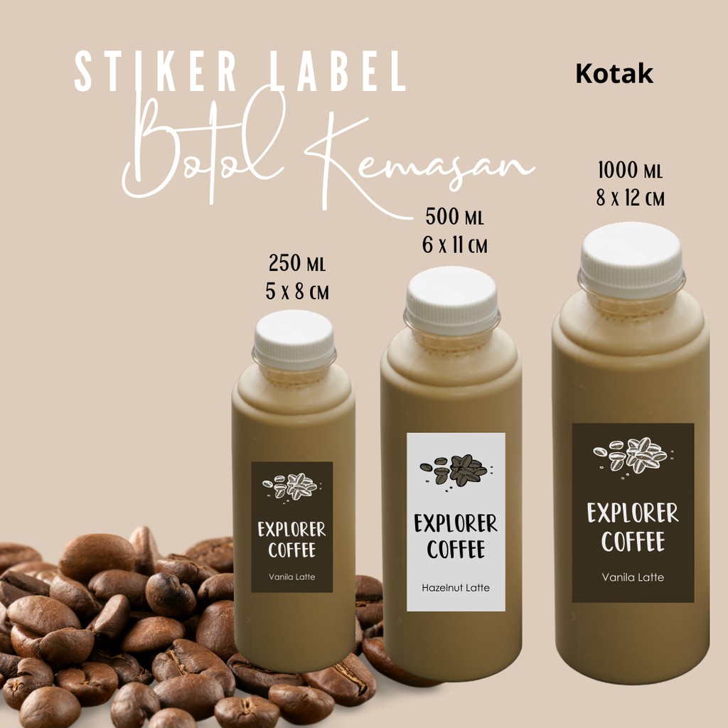 Jual Stiker Label Botol Kemasan Minuman Kotak Kopi Susu Jus Kekinian Vinyl Matte Glossy 3700