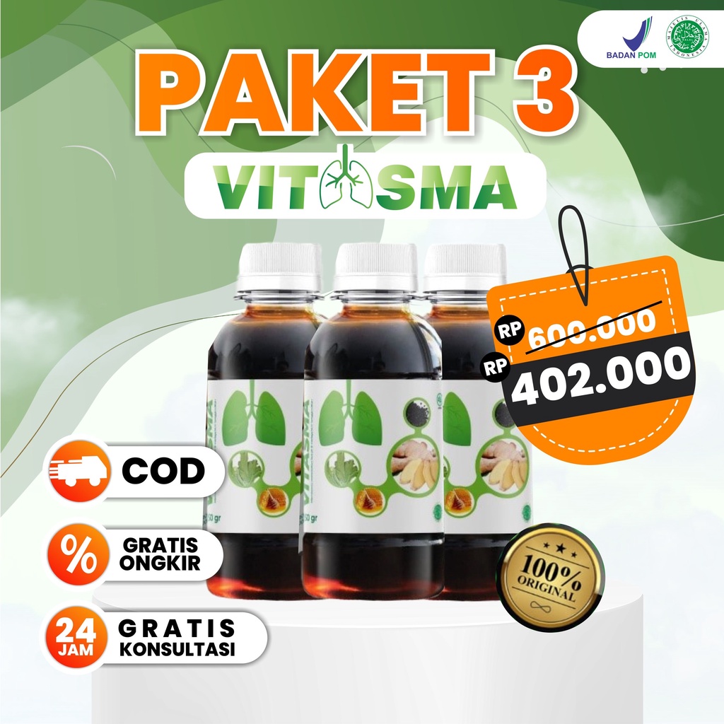 Jual PAKET 3 BOTOL VITASMA - Obat Herbal Ampuh Untuk Asma / Sesak Napas ...