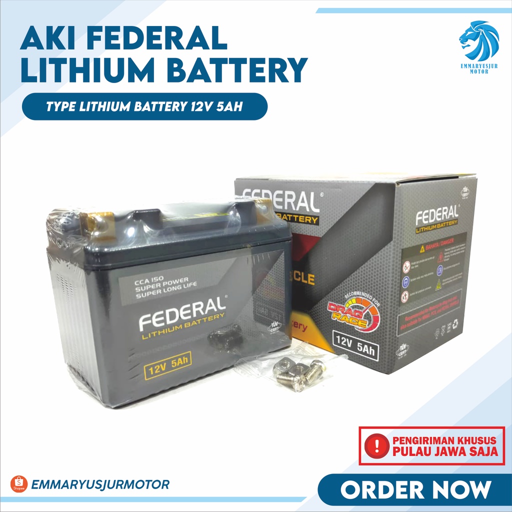 Jual AKI FEDERAL LITHIUM BATTERY AKI MOTOR FEDERAL LITHIUM BATTERY 12V