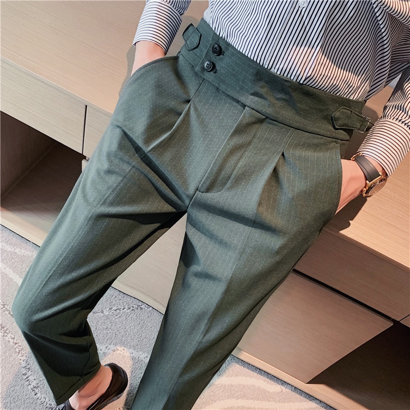 Jual 2025 New Men's Suit Pants Solid Color Casual Business Dress Pants ...