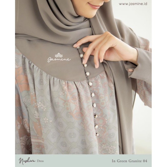 Jual Nashwa Dress Gamis Saja Baju Lebaran Cantik Mewah Original Jasmine By Lidia