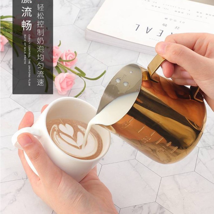 Jual Milk frother Jug Rose gold 350ml / gelas takar stainless Shopee