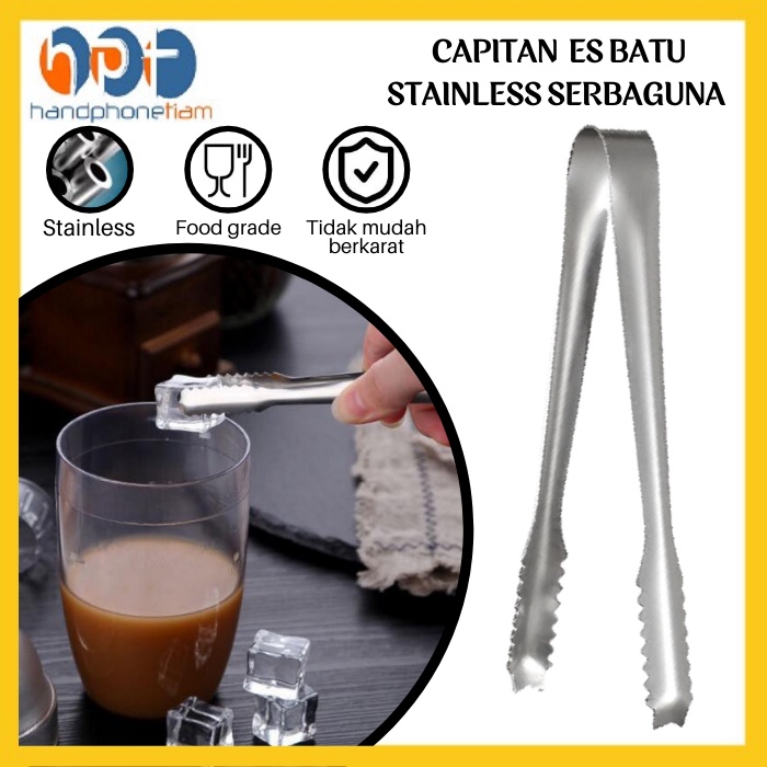 Jual Jepitan Es Batu Stainless Steel Food Tongs Capitan Salad Kue Gorengan Penjepit