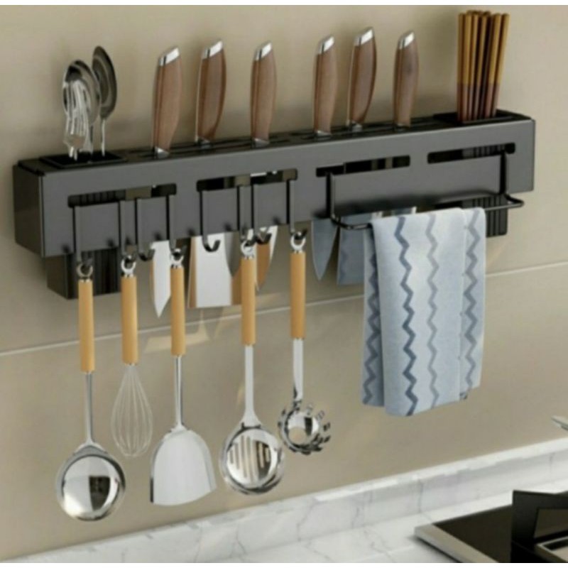 Jual rak pisaun sendok gantung 50cm black | Shopee Indonesia
