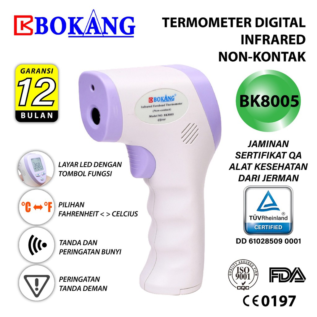 Jual Bokang Termometer Digital Infrared Non Kontak BK8005 Shopee