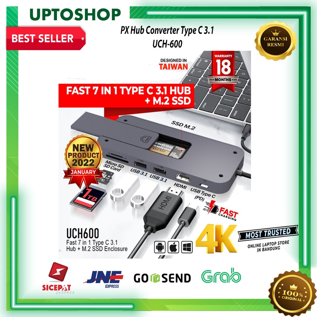 Jual PX UCH-600 Hub Converter Type C 3.1 Macbook Laptop Ipad 7 1n 1 ...