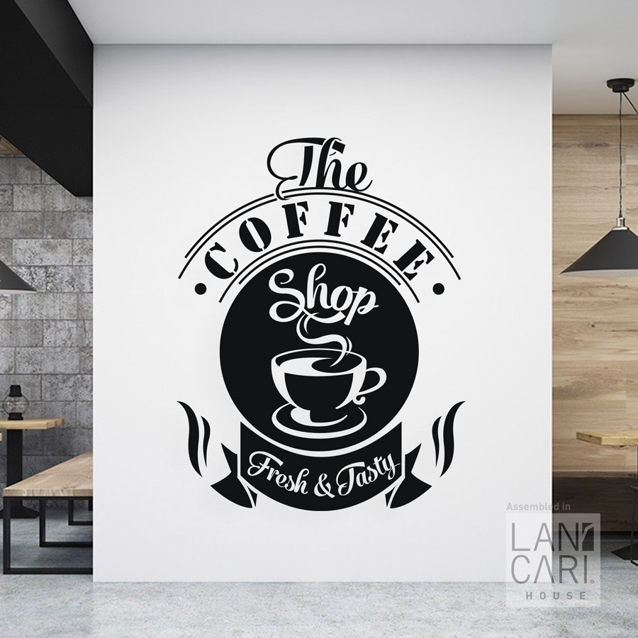 Jual Sticker Cutting Coffee Fresh & Tasty Cafe Shop Sticker Kaca Hiasan ...