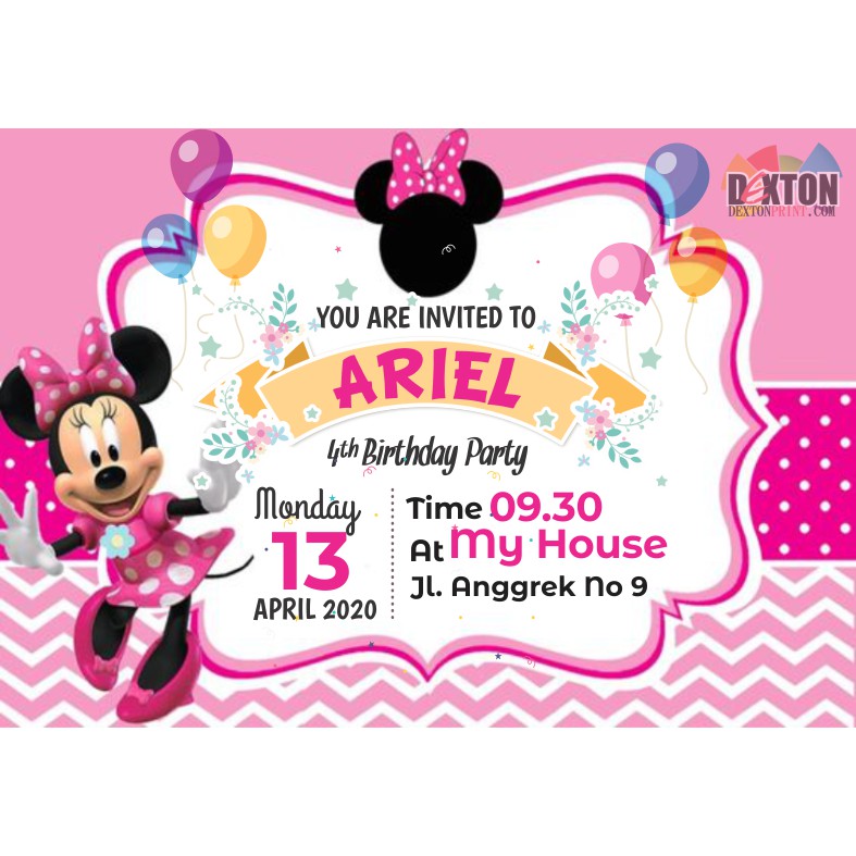 Jual Undangan Ultah Minnie Mouse CUSTOM Birthday Invitation Mini 143719 ...