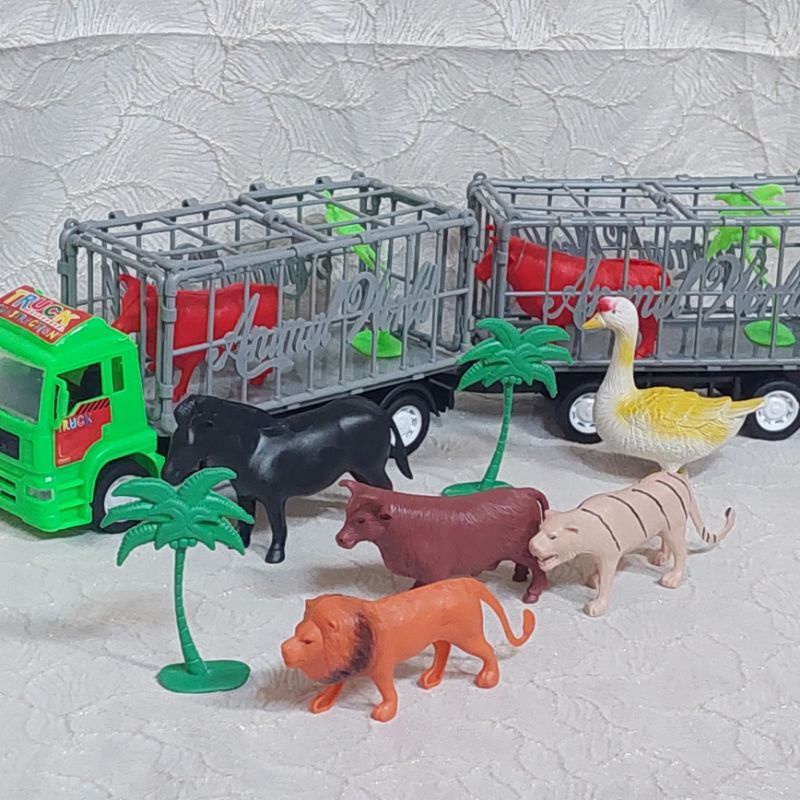 Jual mainan besar truck gandeng kebun binatang berisi hewan - truk ...
