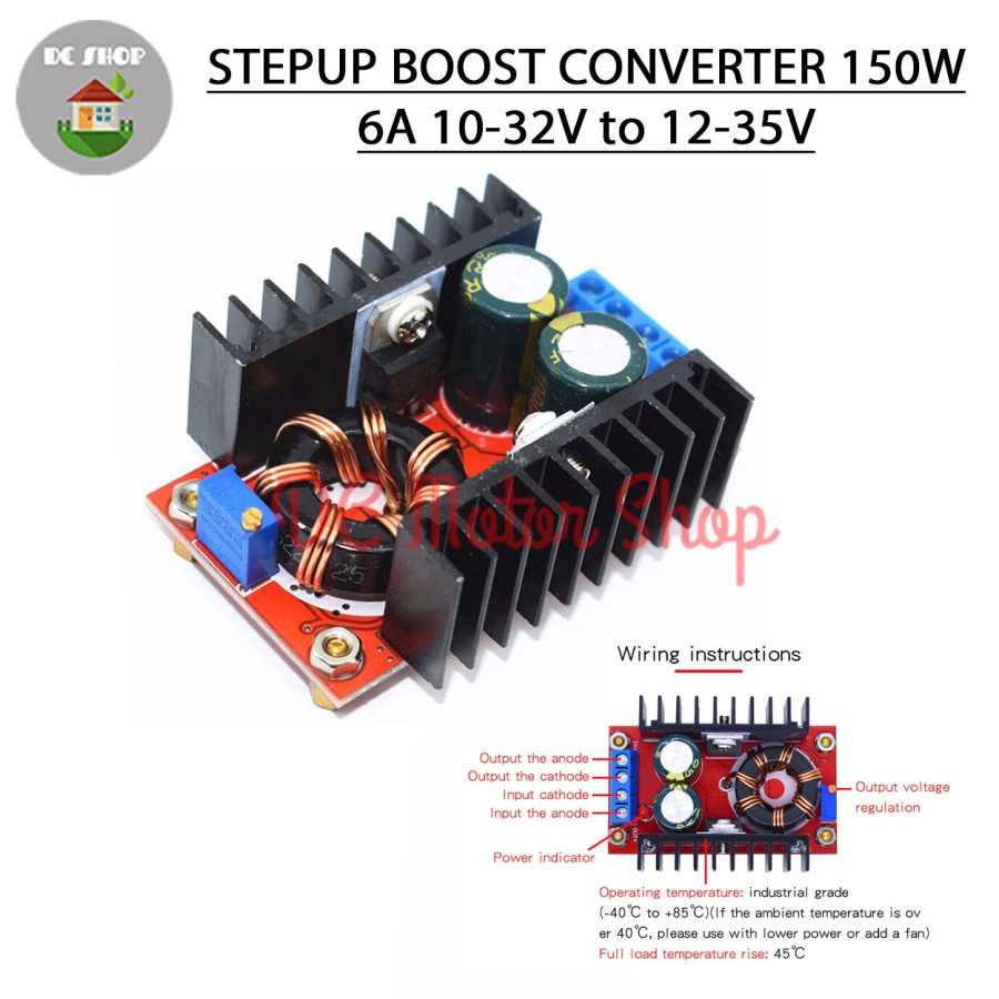 Jual DC STEPUP BOOST CONVERTER 150W 6A 10-32V TO 12-35V Step Up DC Step ...