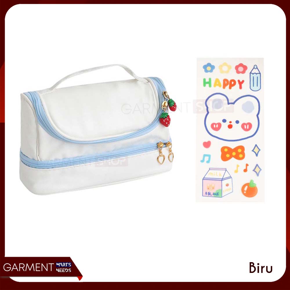 Tempat Pensil Anak Import Lucu Pencil Case Korea Travel Make Up Pouch DIY  Sticker Serbaguna Stiker Kelinci Beruang