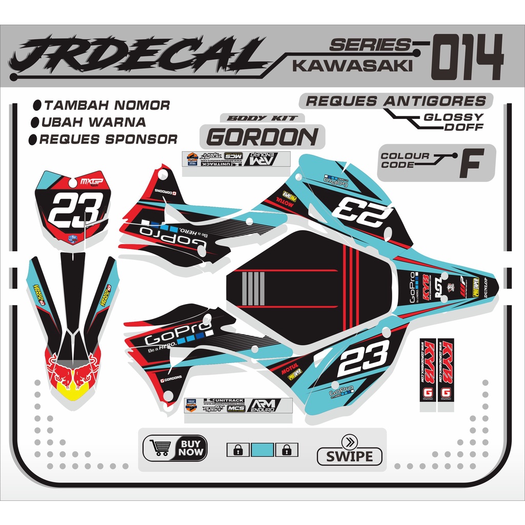 Jual (BISA COD) DEKAL STICKER KLX GORDON CUSTOM VARIASI SIMPLE KEREN ...