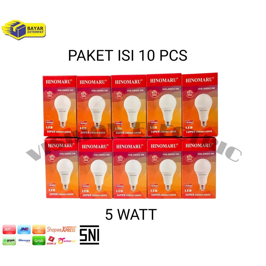 Jual PAKET 10 PCS Hinomaru lampu led bulb 5 watt HIN-D8005 5W putih ...