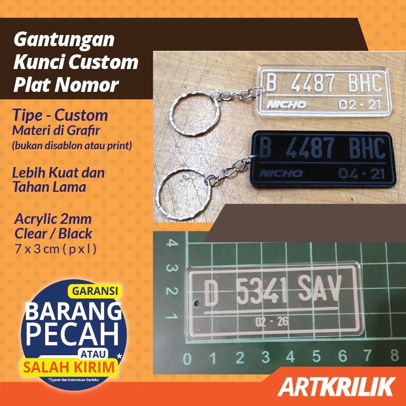 Jual Gantungan Kunci Model Plat Nomor Akrilik Grafir Motor Mobil Custom Shopee Indonesia