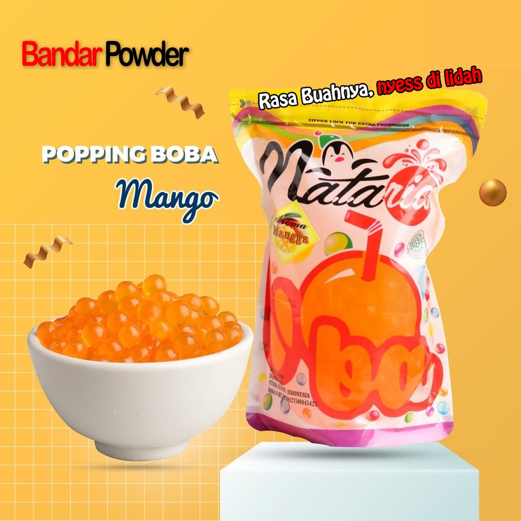Jual Popping Boba Mango 500gram Poping Jelly Nataria Lokal halal