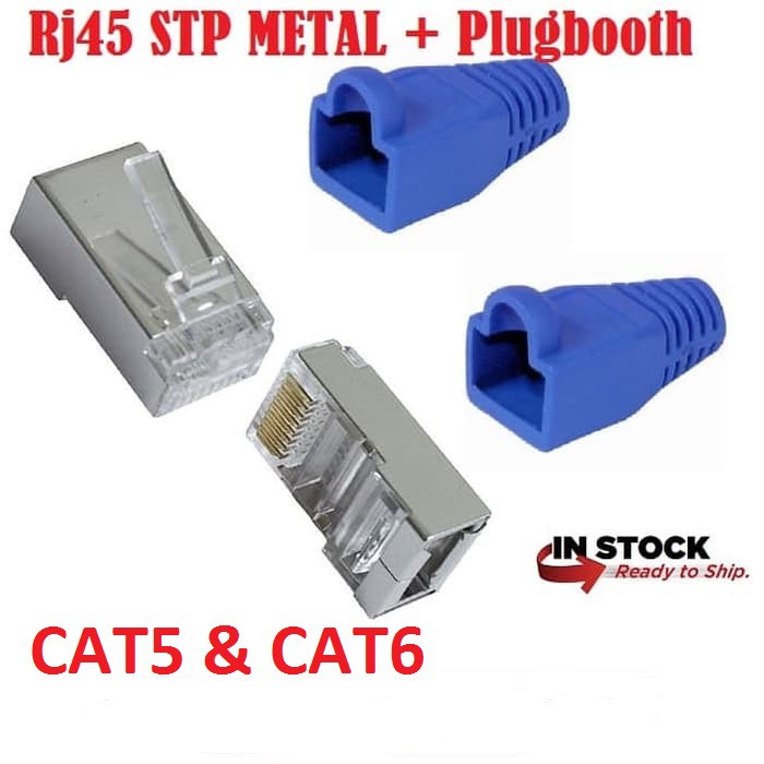Jual Connector RJ45 Cat5 - Konektor STP RJ45 Metal - Plugbooth Eceran ...