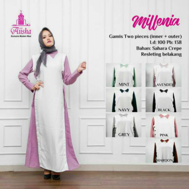 Jual Millenia Gamis Bahan Crepe Inner & Outer | Shopee Indonesia