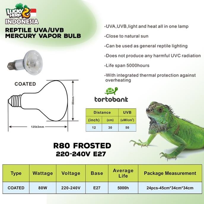 Jual Lampu Uva Uvb Mercury Vapor Lamp Watt Lucky Herp Mirip Solar