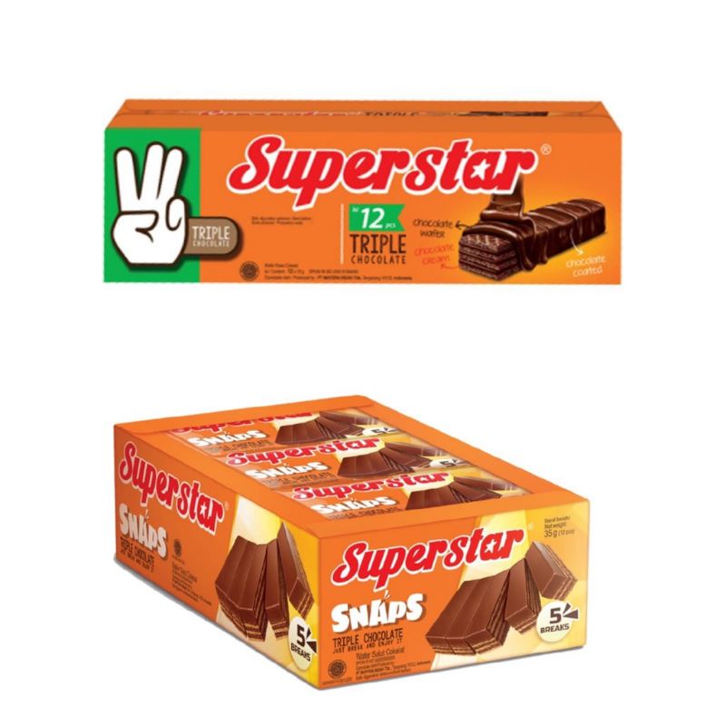 Jual Roma Wafer Superstar Triple Cokelat Box | Superstar Snaps Box ...