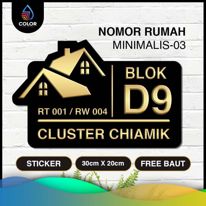 Jual Nomor Rumah Modern Minimalis Printing / Nomor Rumah Stiker Modern