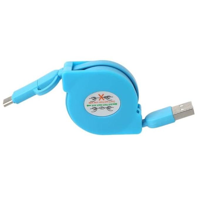 Jual Kabel Charger/Data Roll Tarik 2 In1 Type C Dan Micro Usb | Shopee ...