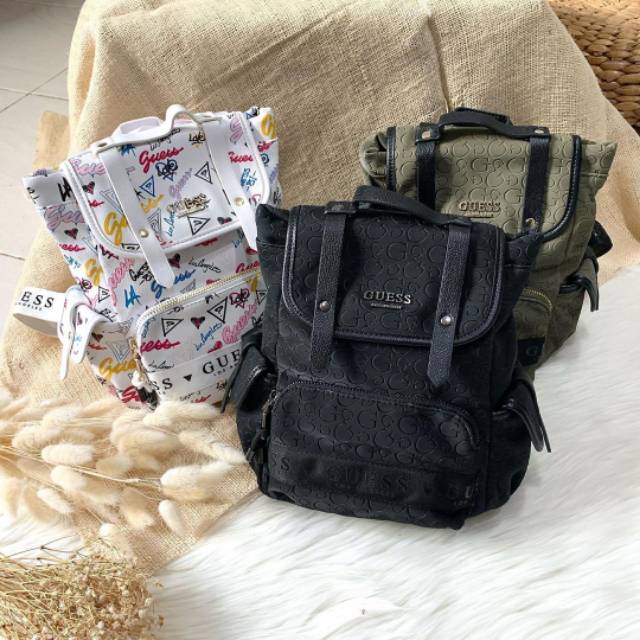 guess kacee mini logo backpack Louis Vuitton Empreinte Monogram Backup Pink Opale 1523975 and even more compartments for all your essentials Grey Black GUESS Mini Backpack