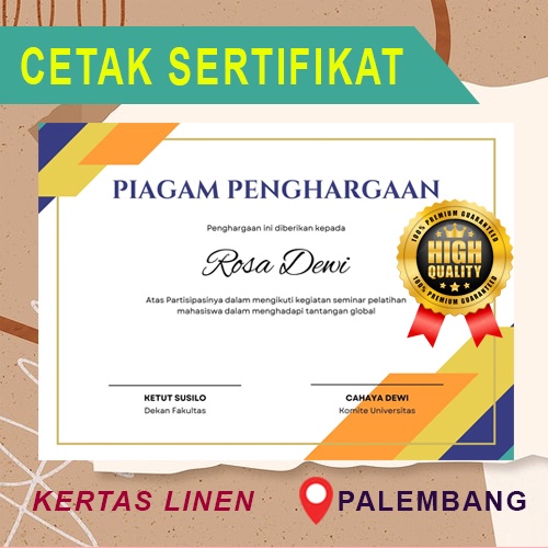 Jual Cetak Sertifikat Piagam Kertas Linen Shopee Indonesia