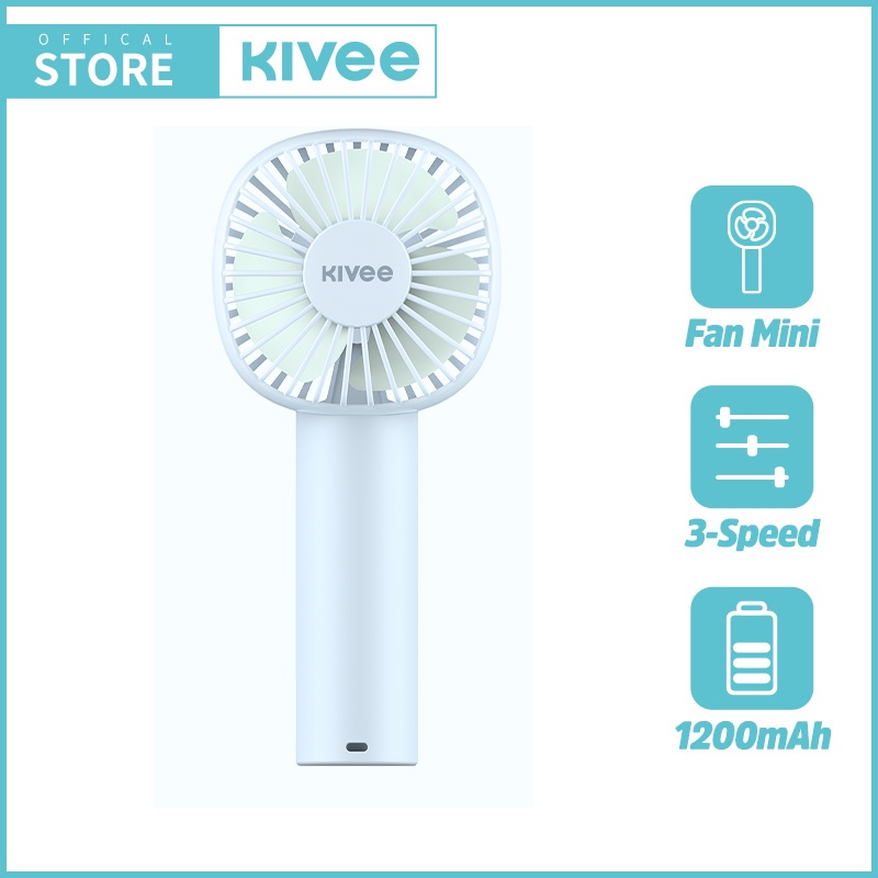 Jual (HOT) KIVEE Kipas Angin Mini Portable 1200 MAh 3-Speed Super Angin ...