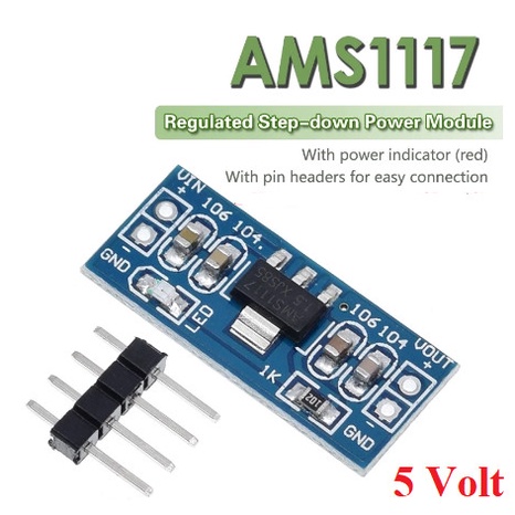 Jual Modul Voltage Regulator AMS1117 5V 1A STEP DOWN Power Supply DC DC ...
