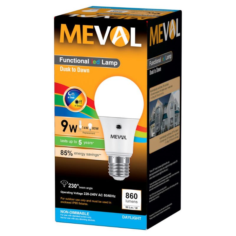 Jual Lampu Sensor Cahaya LED 9W Putih Meval | Shopee Indonesia