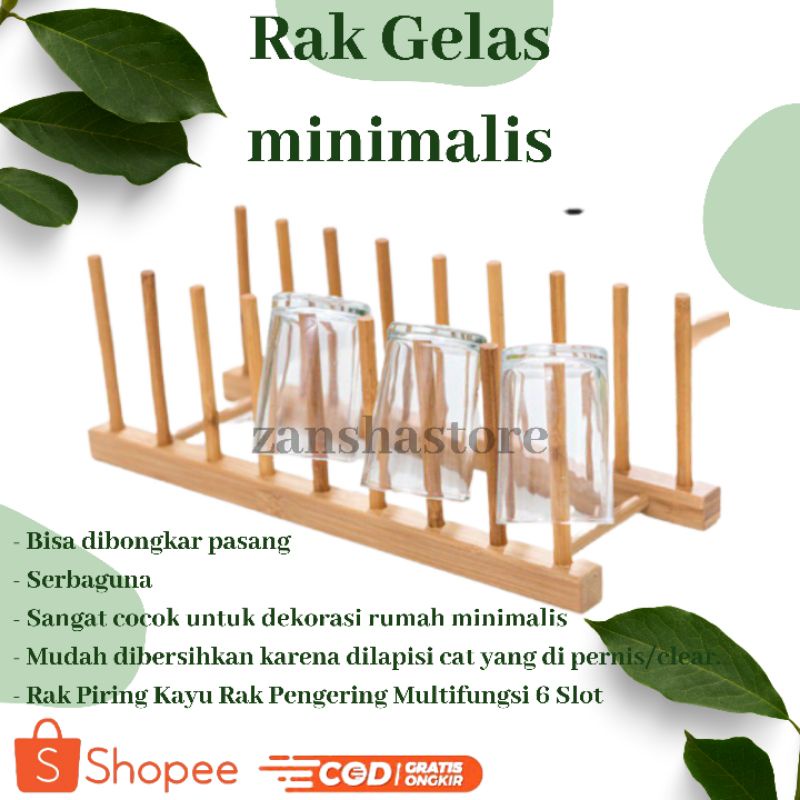 Jual Rak Gelas Susun Kayu Rak Piring Minimalis Rak Kayu Serbaguna Cod